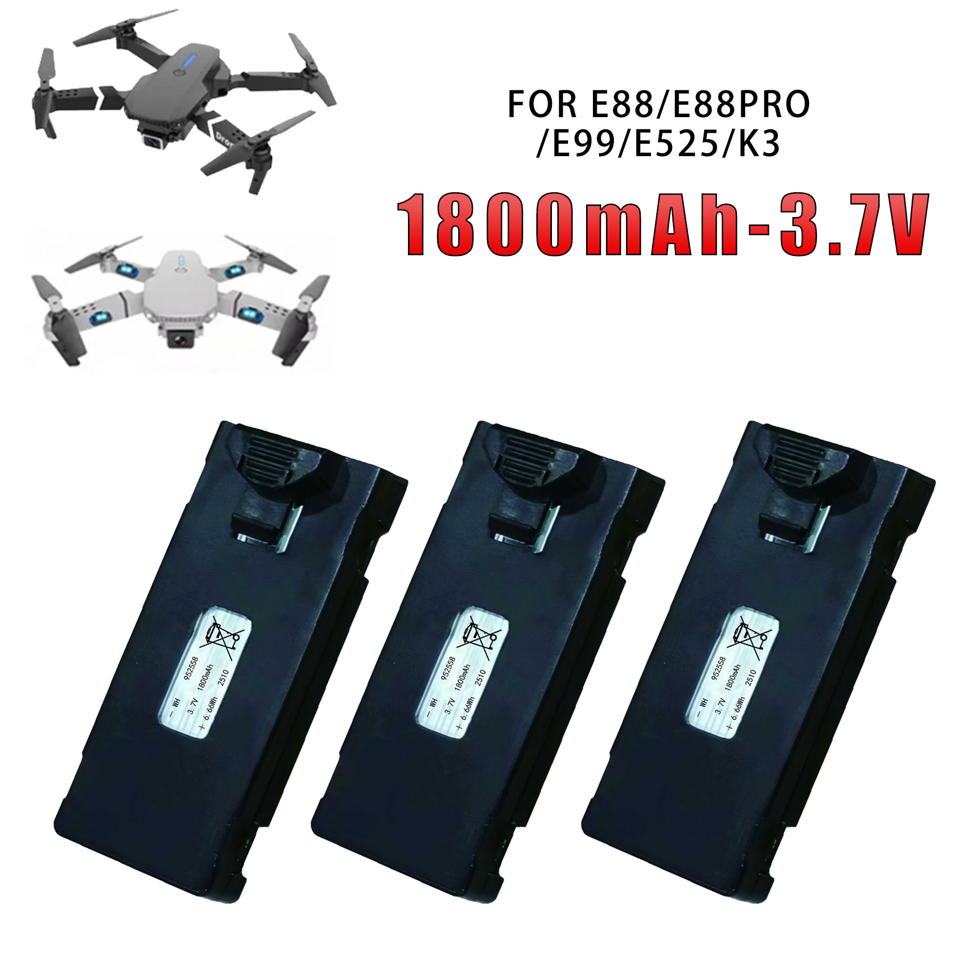 Eachine Drone E58 - Batteria Universale Originale E88 3.7V 1800mAh